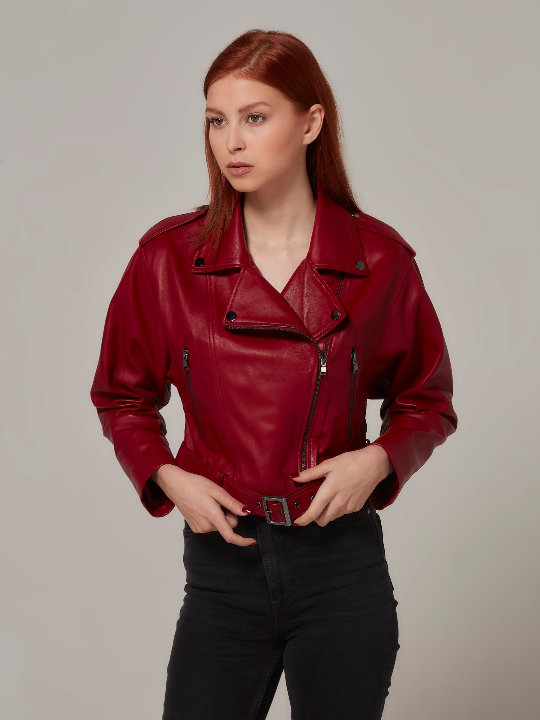 cropped burgundy jacket