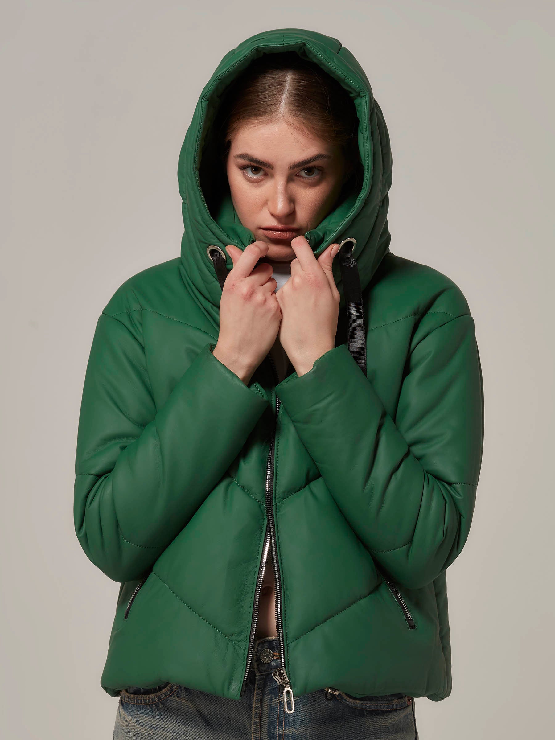 Puffer jacket - Dark green - Ladies