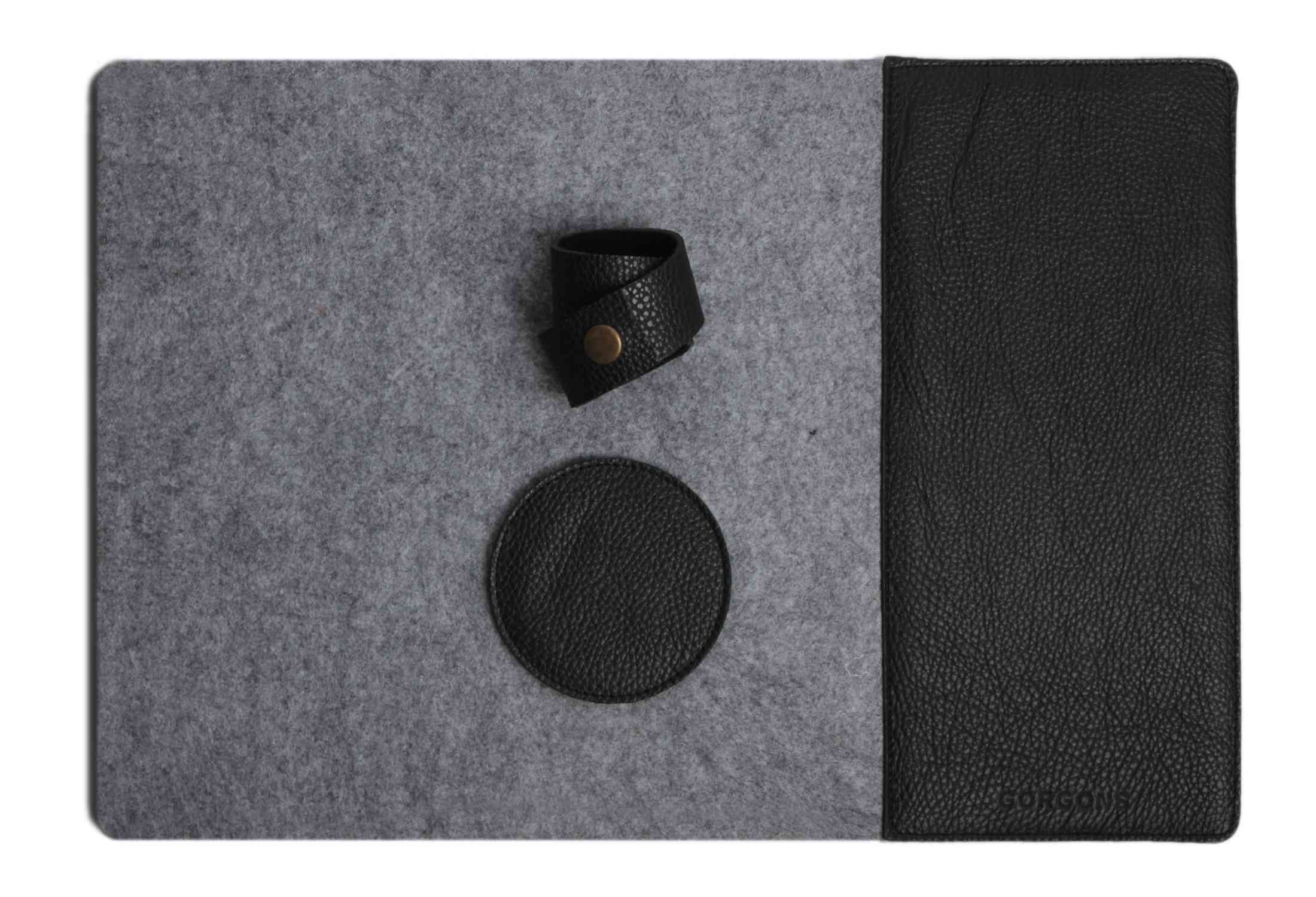 Rectangle Leather and Gray Felt Placemat Set