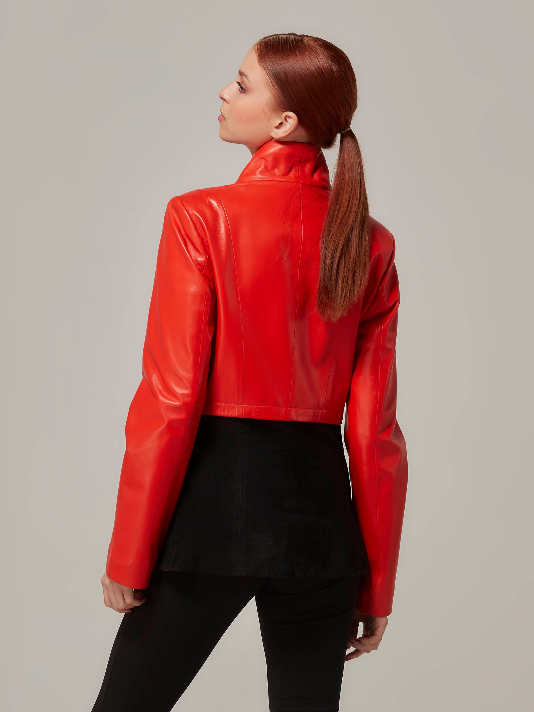 Red Leather and Black Sued Jacket