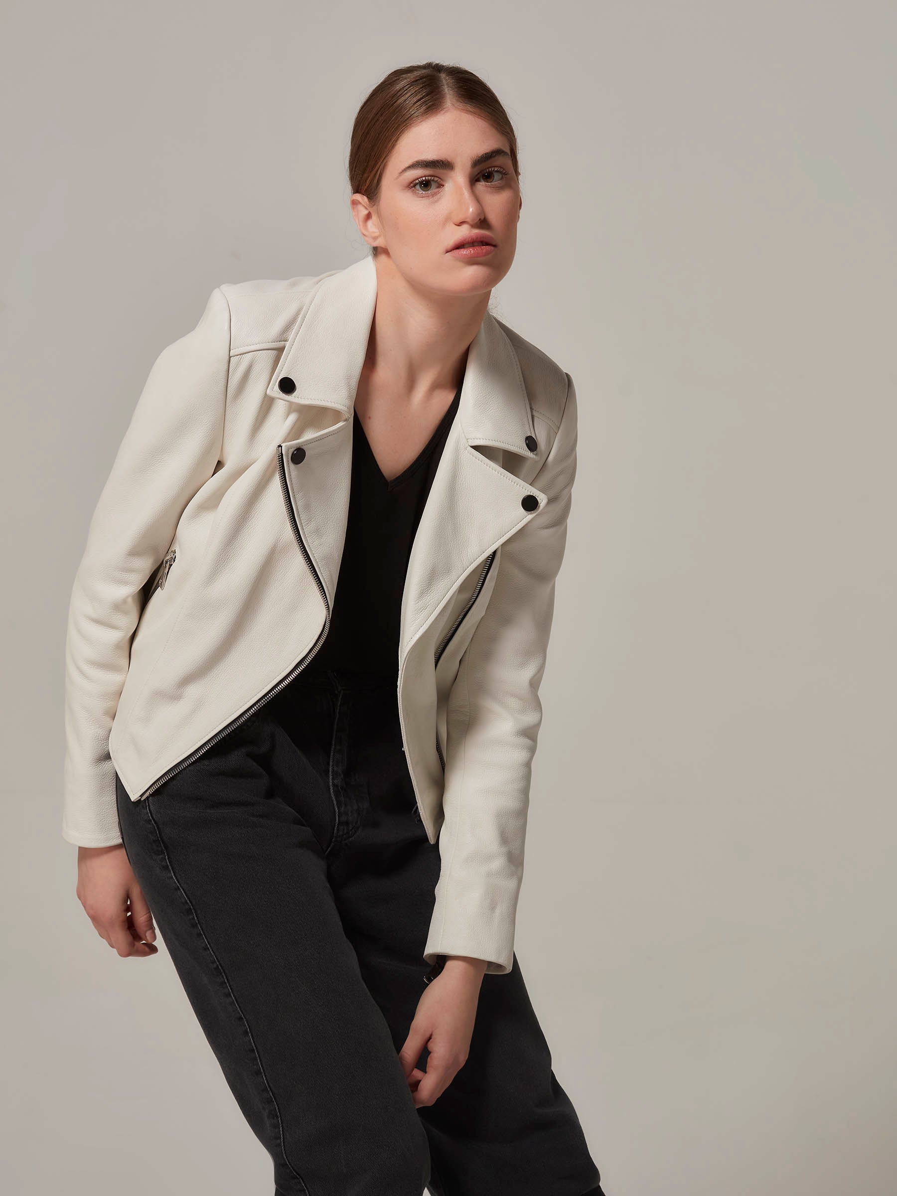 White Leather Motorcycle Jacket